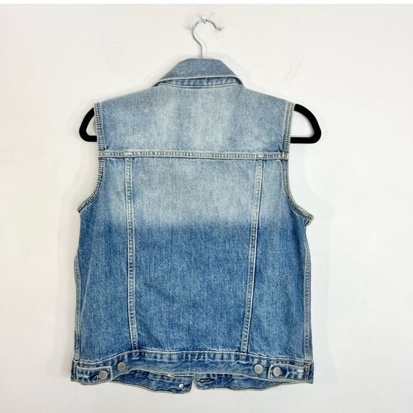 GAP 1969 100% cotton distressed thin denim retro style jean trucker vest Small - Picture 3 of 4